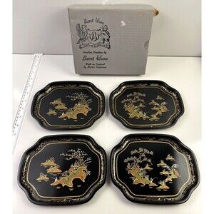 Vtg Baret Ware Serving Trays "China Gardens" Asian Decor #154